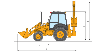 экскаватор-погрузчик CASE - 590 габариты
